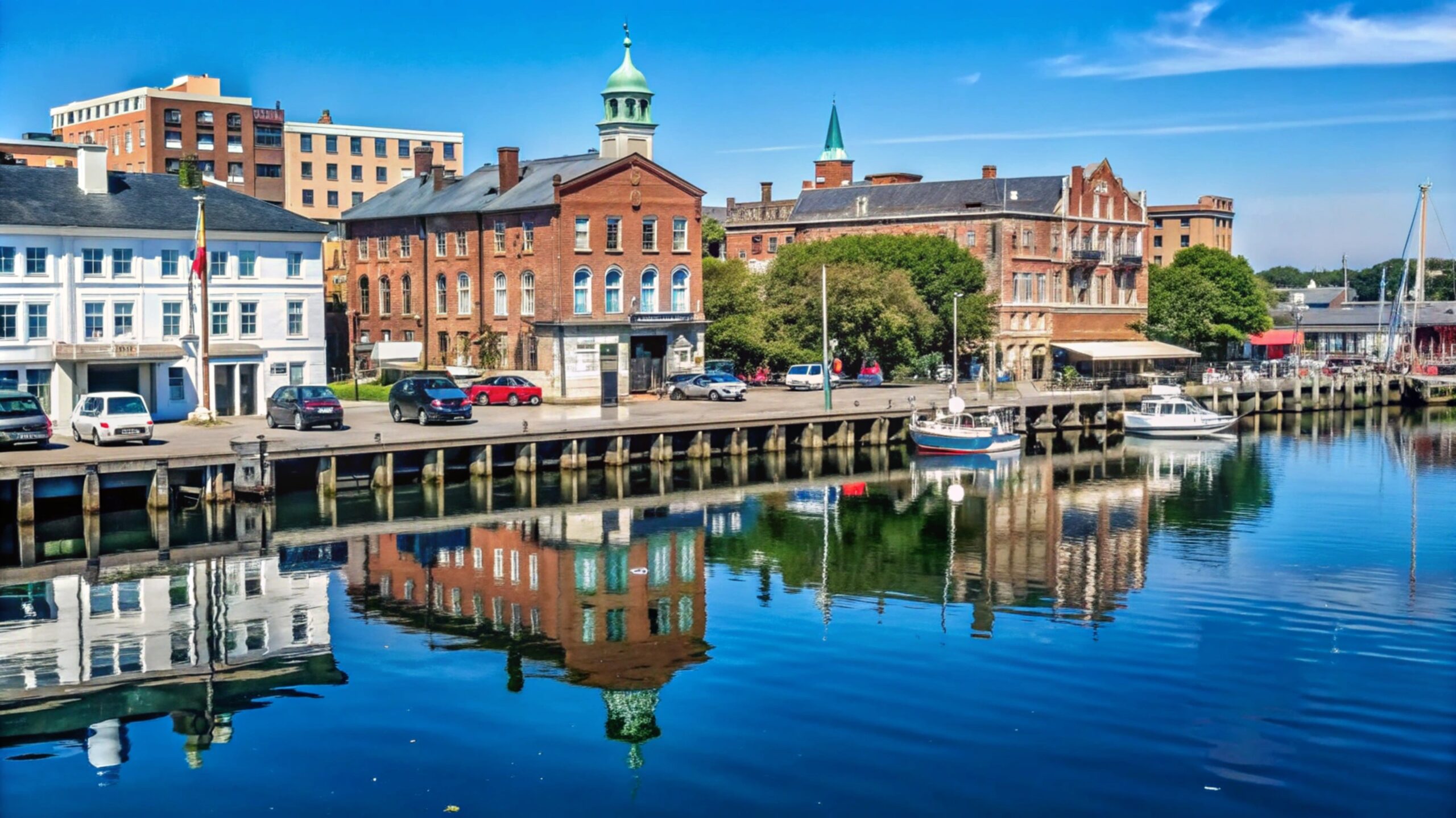 waterside-reflection-historic-buildings-with-boat-scaled